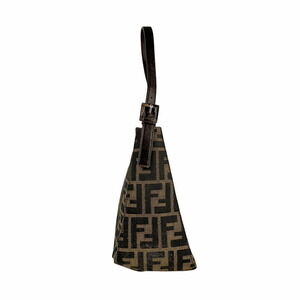 Fendi Leather Canvas Zucca Shoulder Bag Brown